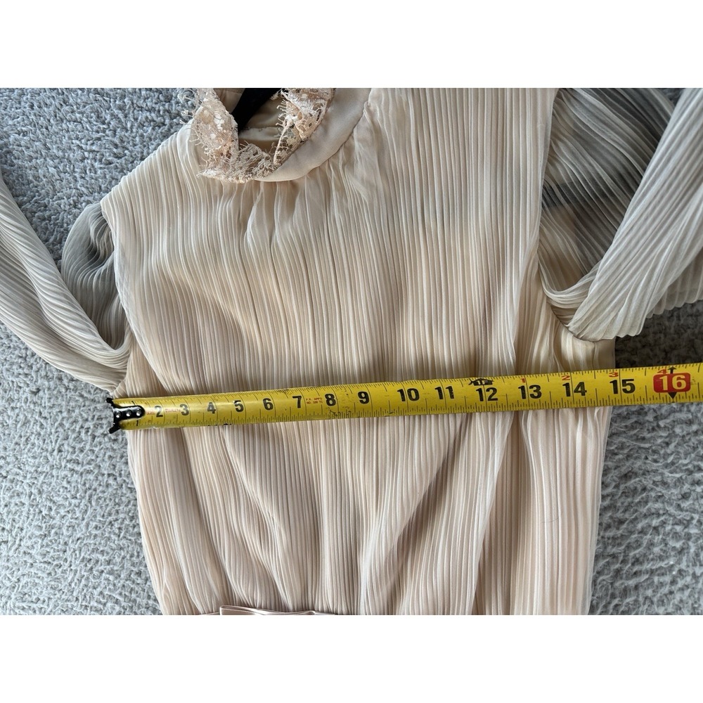 Vintage Miss Elliette Chiffon Maxi Dress Womens 6 Lace Trim Semi Sheer Boho 70s - Picture 7 of 15